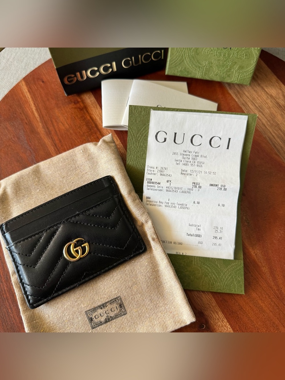 Gucci Black GG Marmont Quilted Leather Card Case - Picture 7 of 8